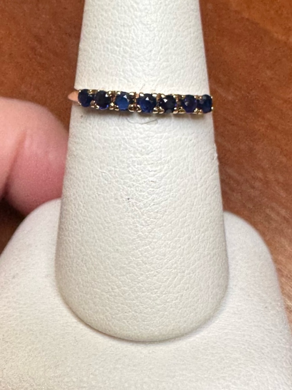Gold Band 14k Ring with Sapphire Stone Row